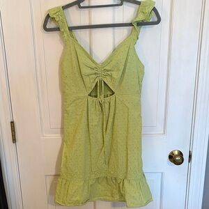 Large  Olive Eyelet Dress with Bow Detail